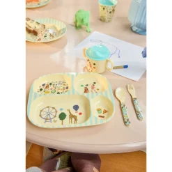Hot 4 Pcs Baby-middagsset I Melamin I Presentförpackning Mint Fun Fair Äta & Dricka