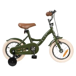 12" Vintage Cykel Army Green Barn Barncyklar