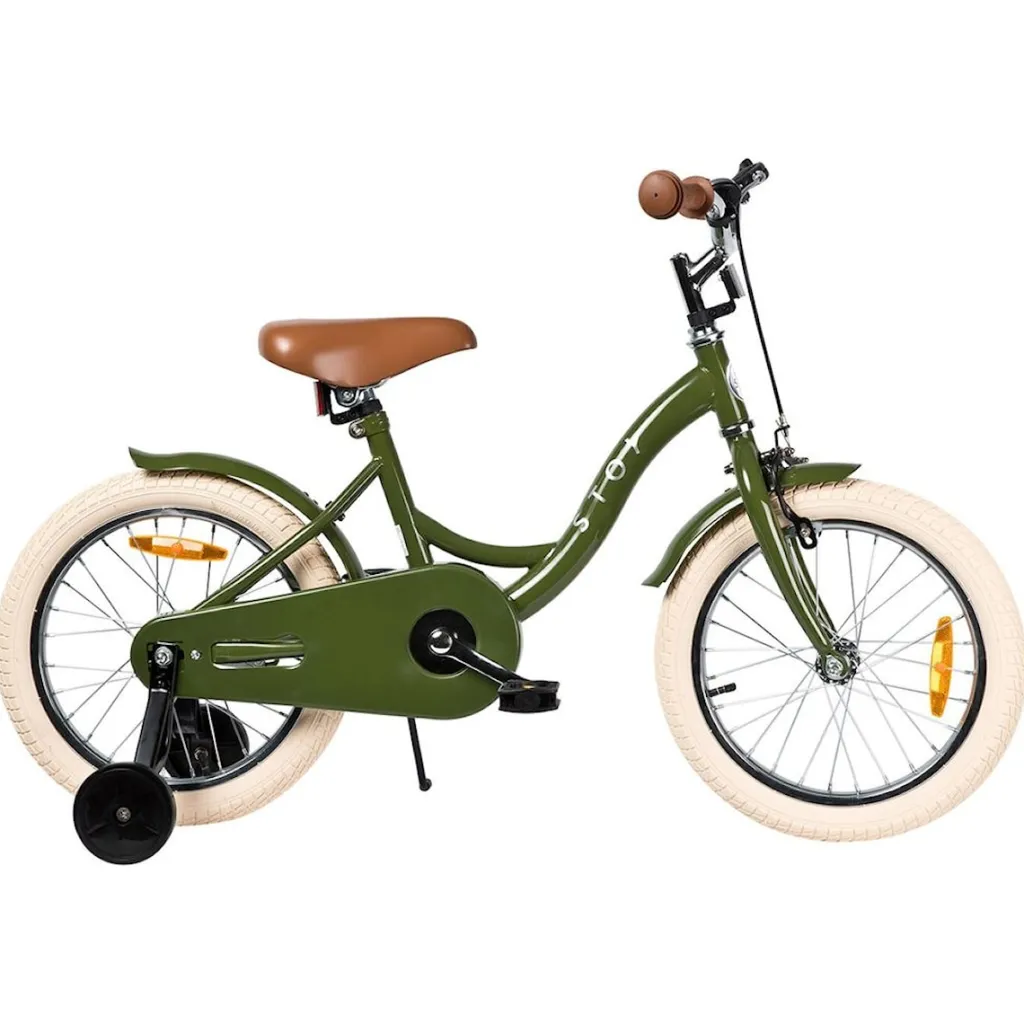 Outlet 16" Vintage Cykel Army Green Barn Barncyklar