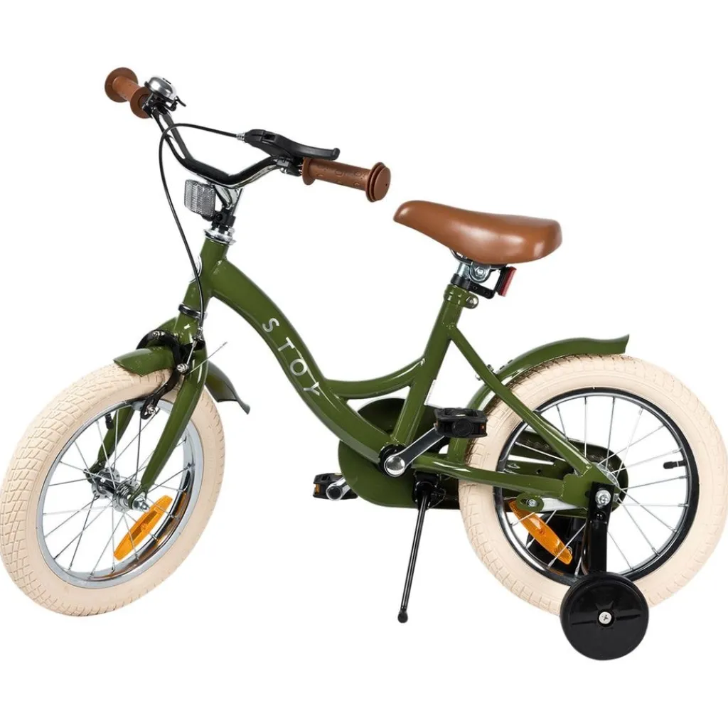 Discount 14" Vintage Cykel Army Green Barn Barncyklar