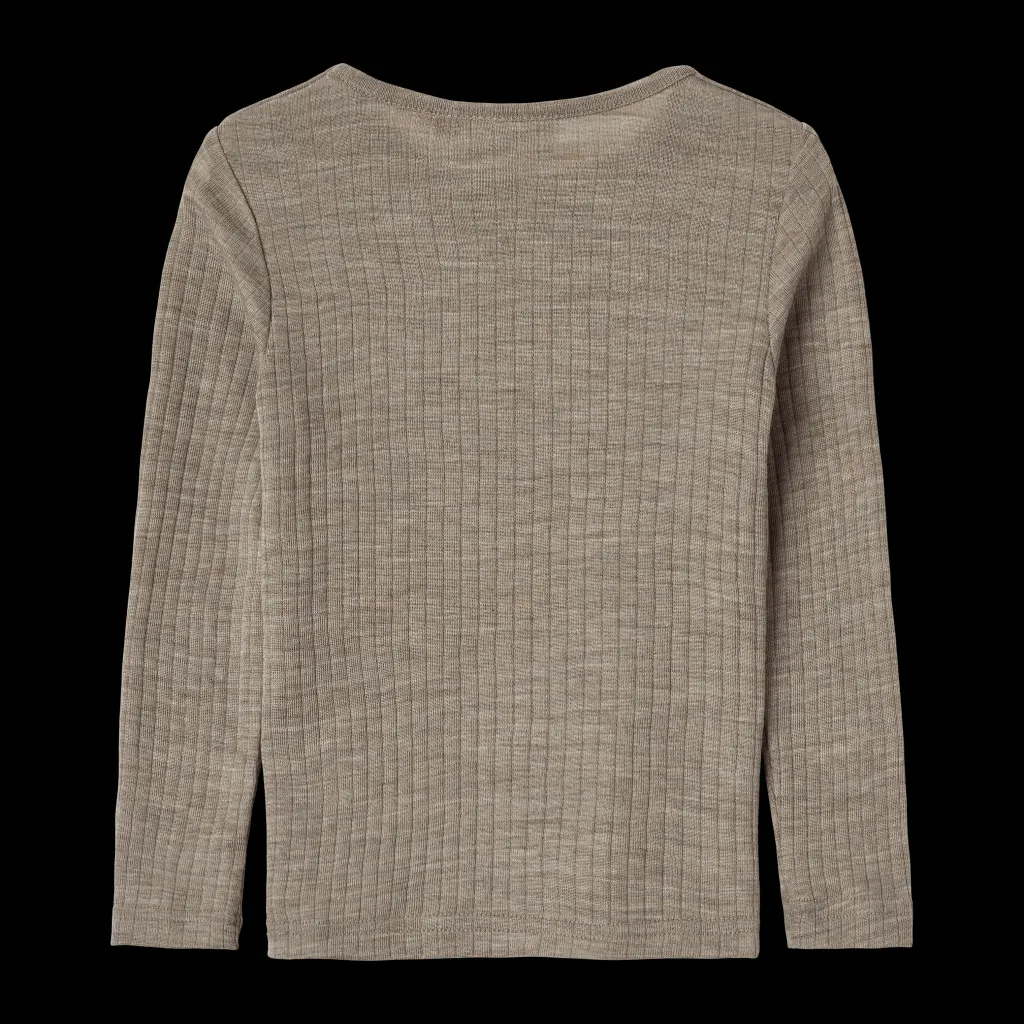 Sale Alfie Långärmad T-shirt I Ull Och Silke Khaki Melange Barn Tröjor & Toppar