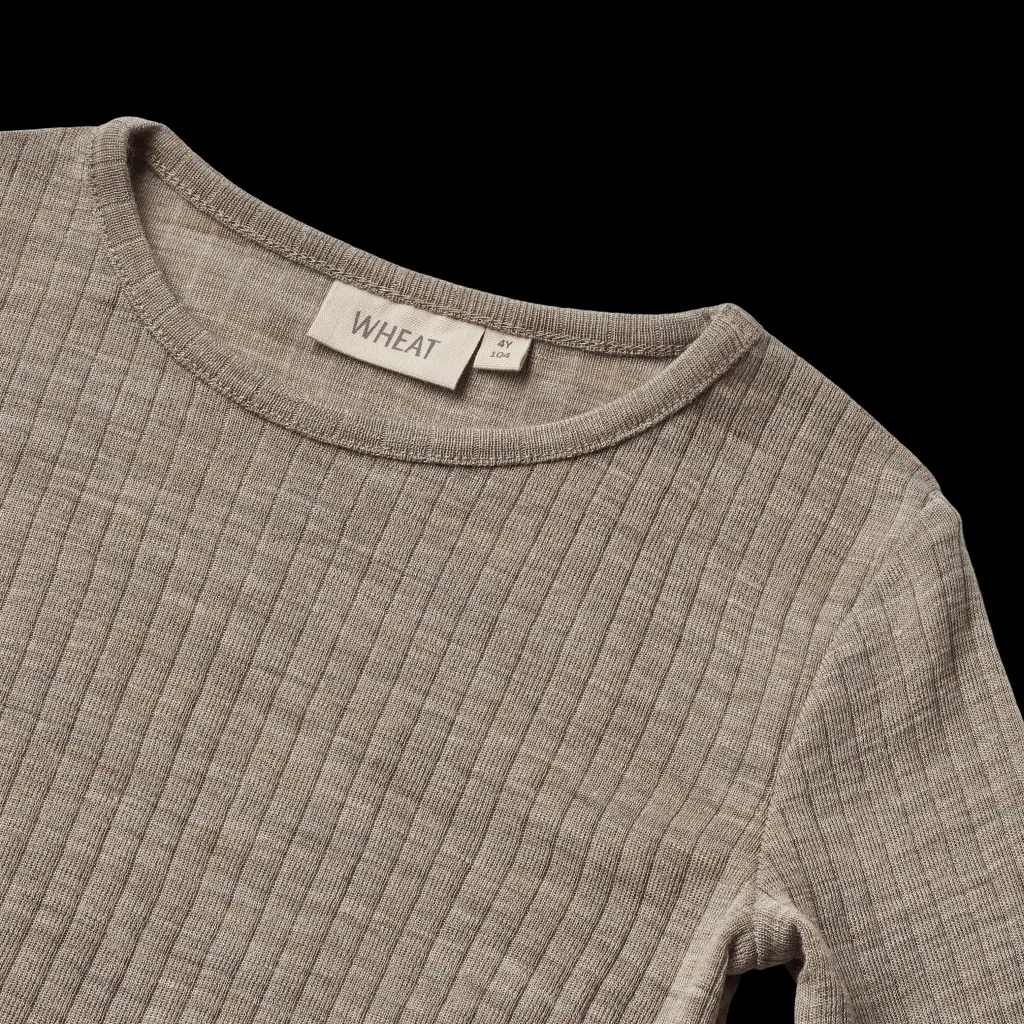 Sale Alfie Långärmad T-shirt I Ull Och Silke Khaki Melange Barn Tröjor & Toppar