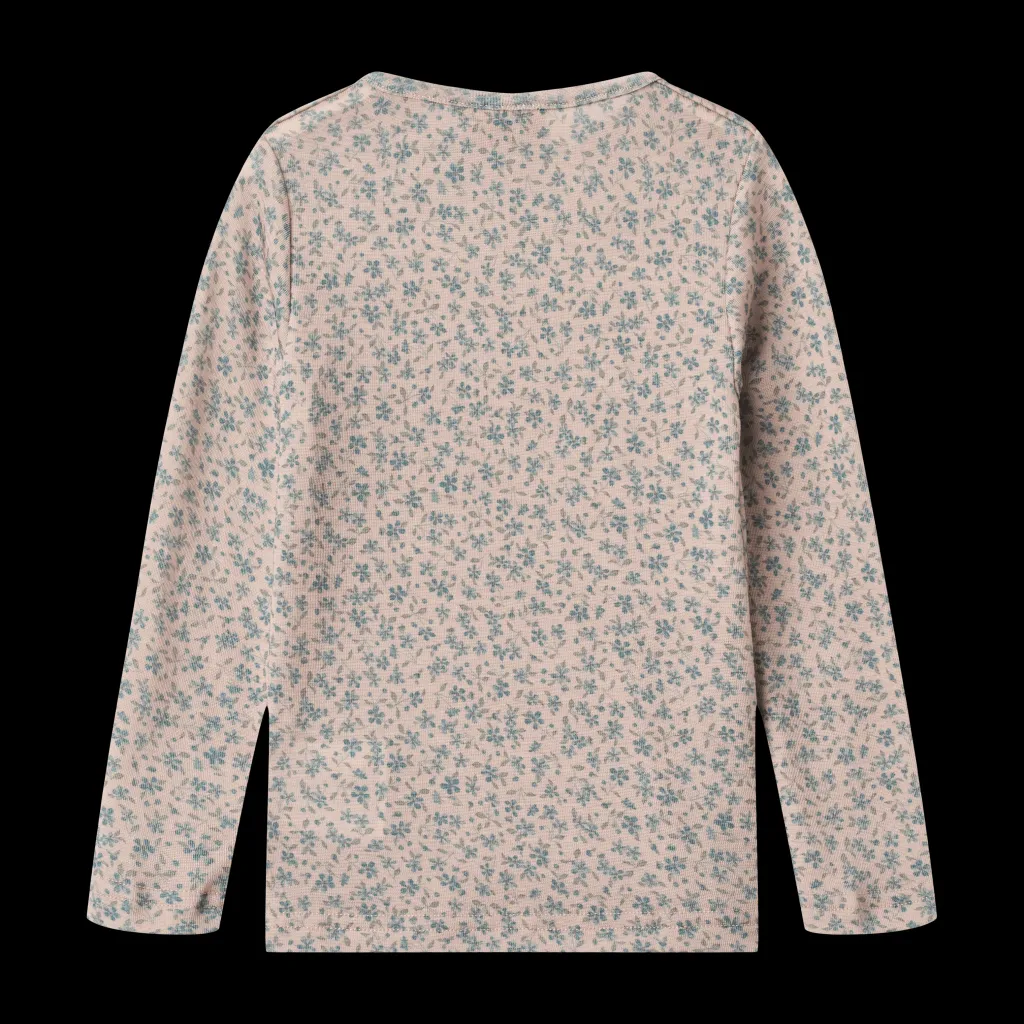 Discount Alfie Långärmad T-shirt I Ull Blue Flowers Barn Tröjor & Toppar