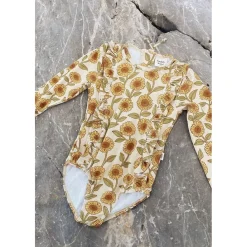 Alma Mönstrad Baddräkt Med Solrosor Gräddvit Barn Uv-Kläder & Badkläder