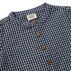Discount August LS Skjorta Seersucker Navy Check Barn Tröjor & Toppar