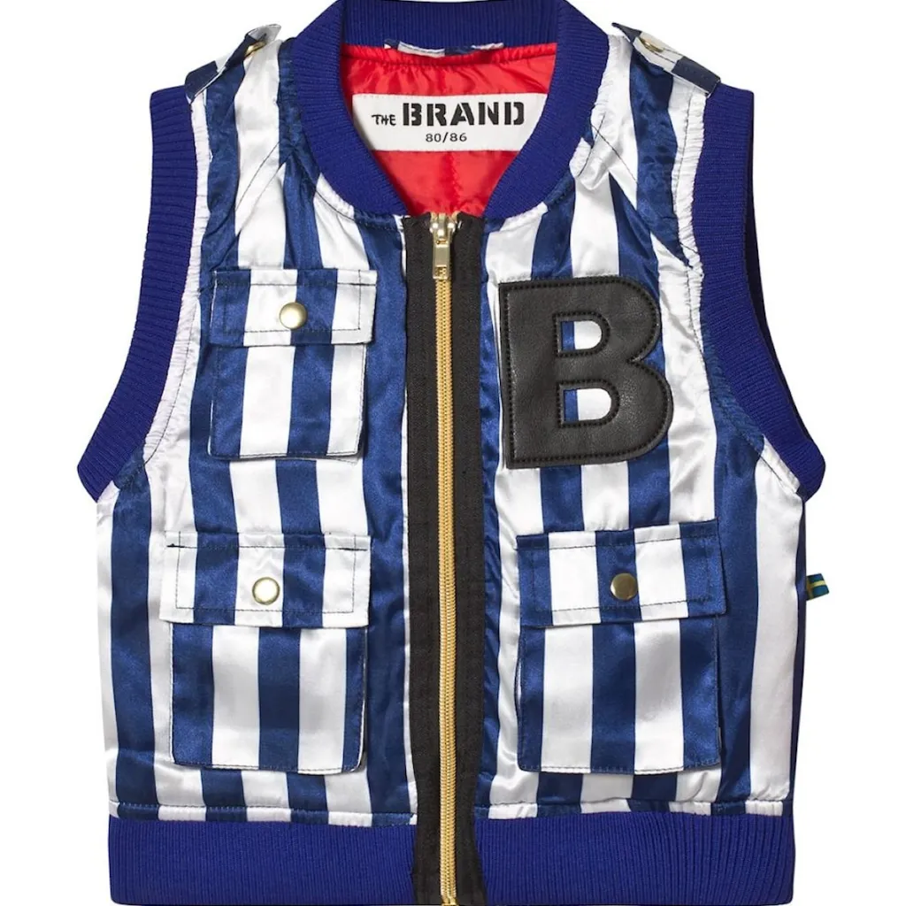 New B Vest Blue/White Stripe Jackor & Kappor