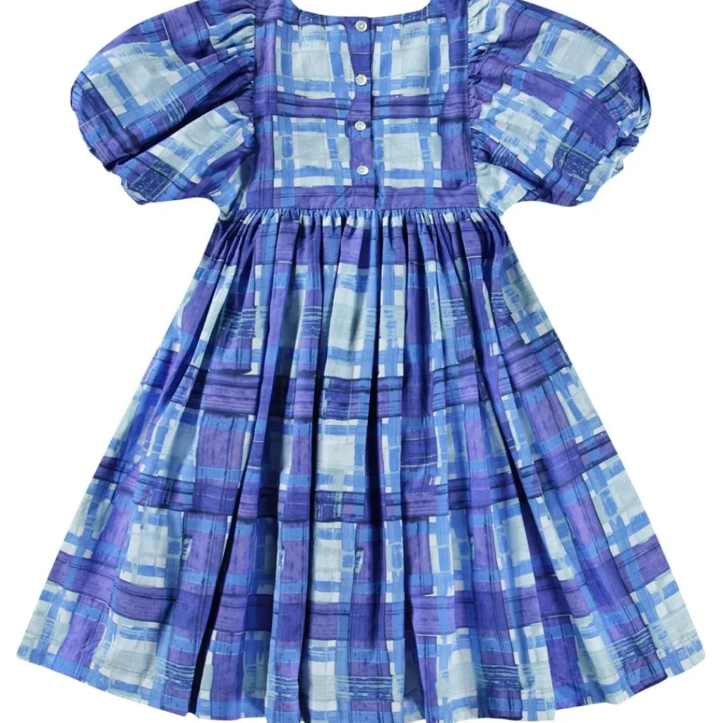 Clearance Calyita Short-Sleeved Dress Blue Checks Barn Klänningar & Kjolar