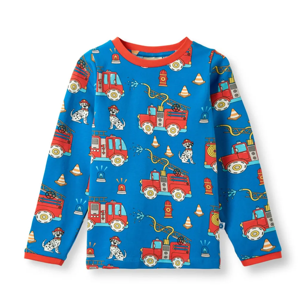 Hot Elstar With Fire Truck Långärmad T-shirt Brilliant Blue Barn Tröjor & Toppar