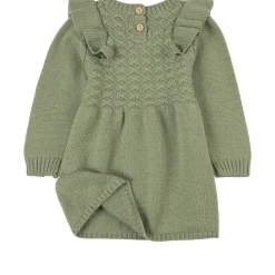 Outlet Flounce Stickad Klänning Khaki Barn Klänningar & Kjolar