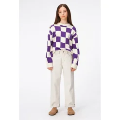 Best Gertina Stickad Tröja Purple Shell Check Barn Tröjor & Toppar