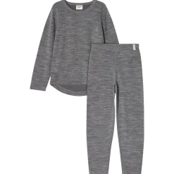 Outlet Gisborn Baselayer-set I Ull Och Bambu Dark Grey Melange Barn Underställ