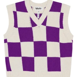 Outlet Gitta Stickad Väst Purple Shell Check Barn Tröjor & Toppar