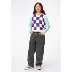 Outlet Gitta Stickad Väst Purple Shell Check Barn Tröjor & Toppar