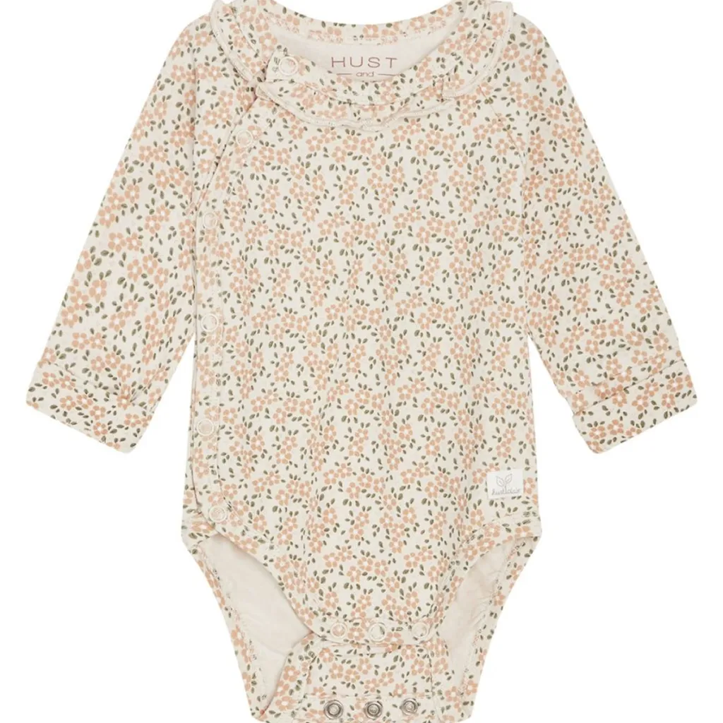 Best GOTS Bing Blommig Omlottbody Oat Milk Barn Bodys & Bodysuits