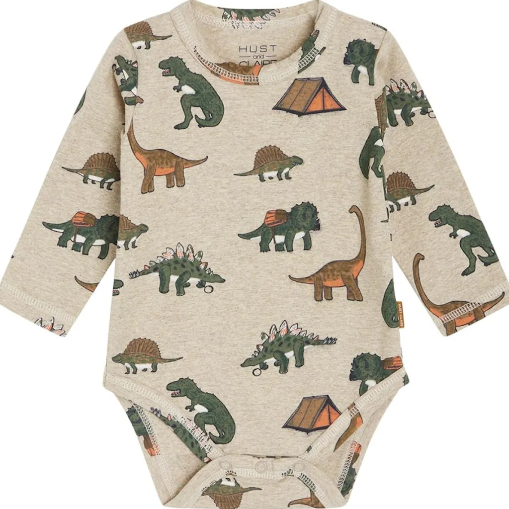 Sale GOTS Buster Baby Body Beige Melange Barn Bodys & Bodysuits