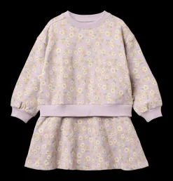 Outlet GOTS Maggie Sweatklänning Lavender Daisies Barn Klänningar & Kjolar