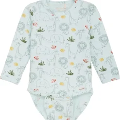 New GOTS Mönstrad Baby Body Misty Blue Barn Bodys & Bodysuits