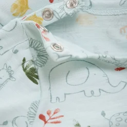 New GOTS Mönstrad Baby Body Misty Blue Barn Bodys & Bodysuits