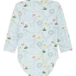 New GOTS Mönstrad Baby Body Misty Blue Barn Bodys & Bodysuits