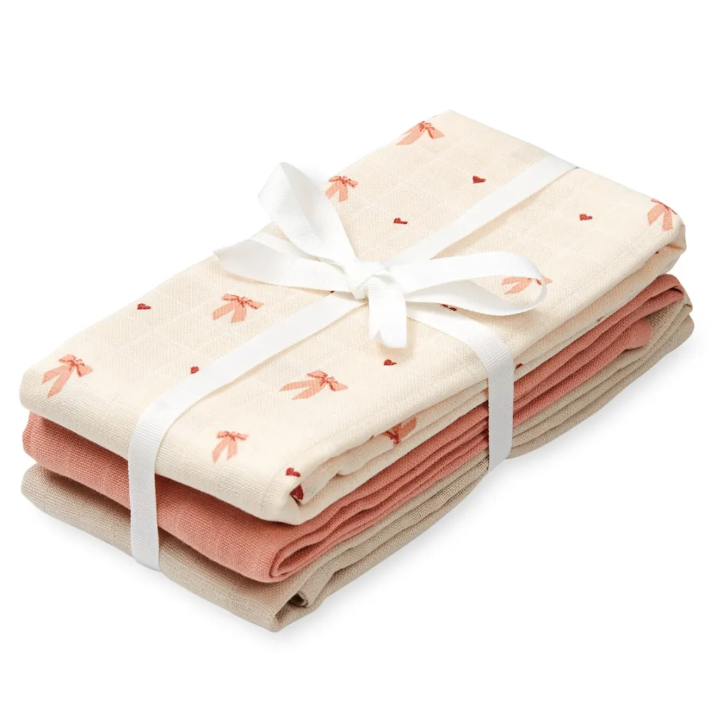 Sale GOTS 3-pack Muslindukar Bows Baby Sova