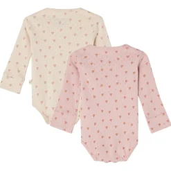 Sale GOTS Petter 2-pack Hjärtmönstrade Baby Bodies Gräddvit Barn Bodys & Bodysuits