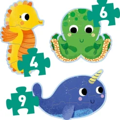 Hot In The Sea 3 Djurformade Pussel 4, 6, 9 Bitar Spel & Pussel