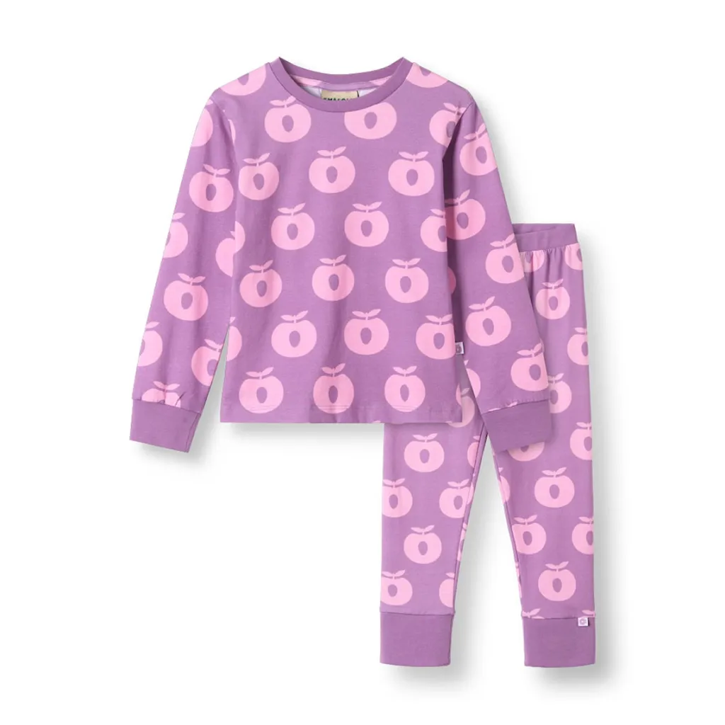 Clearance Jubilee Nattlinne Set Med Äpplen Lila Purple Iris Barn Sovkläder