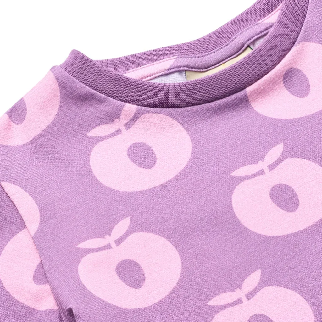 Clearance Jubilee Nattlinne Set Med Äpplen Lila Purple Iris Barn Sovkläder