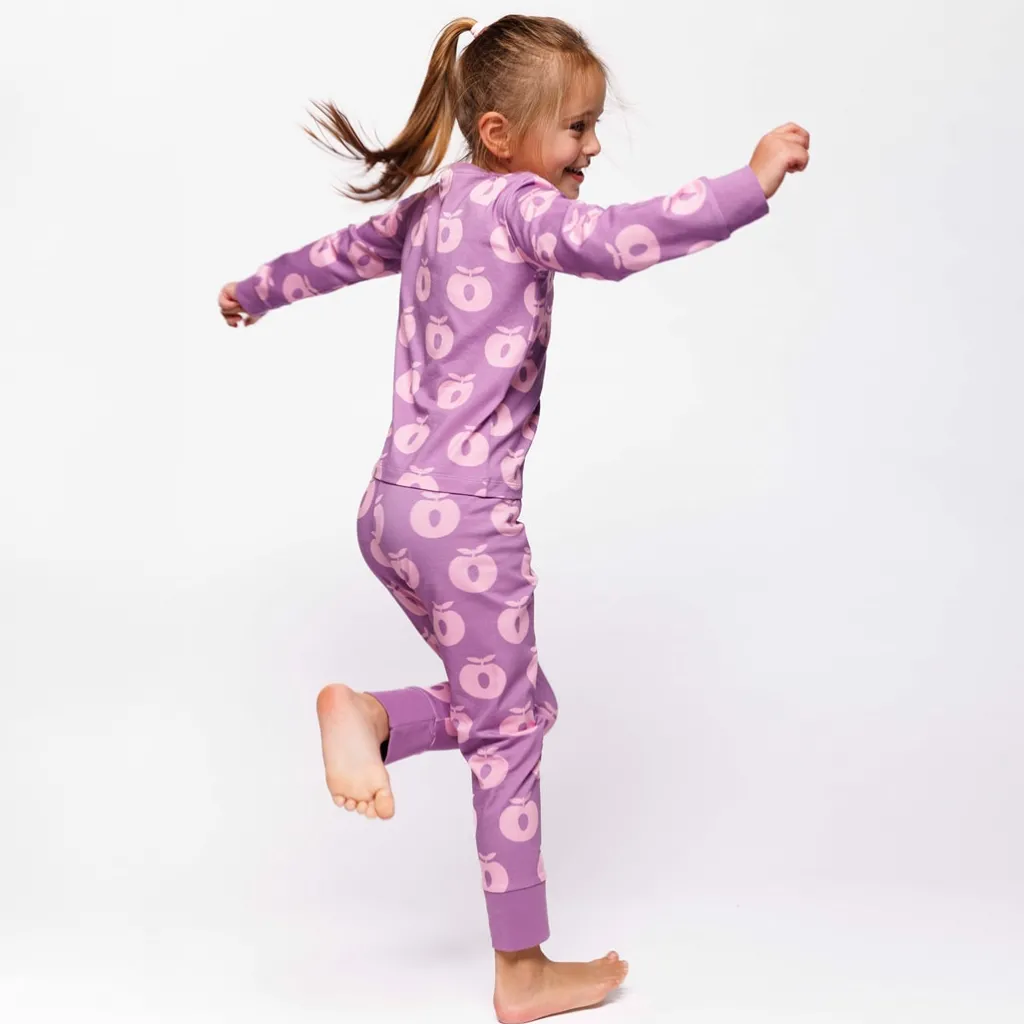Clearance Jubilee Nattlinne Set Med Äpplen Lila Purple Iris Barn Sovkläder