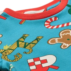 New Jubilee Pyjamas Set Med Juldekorationer Creamy Blue Barn Sovkläder