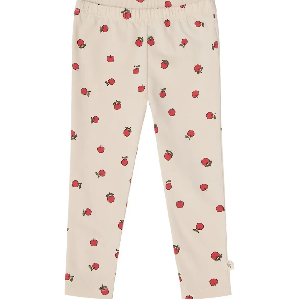 New Kalle GOTS Mönstrade Leggings Med Äpplen Gräddvit Barn Byxor & Shorts