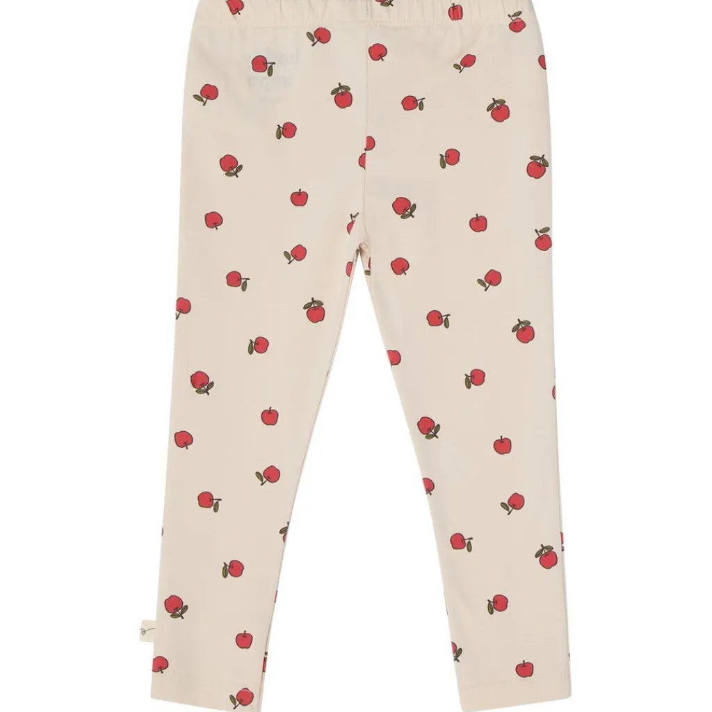 New Kalle GOTS Mönstrade Leggings Med Äpplen Gräddvit Barn Byxor & Shorts