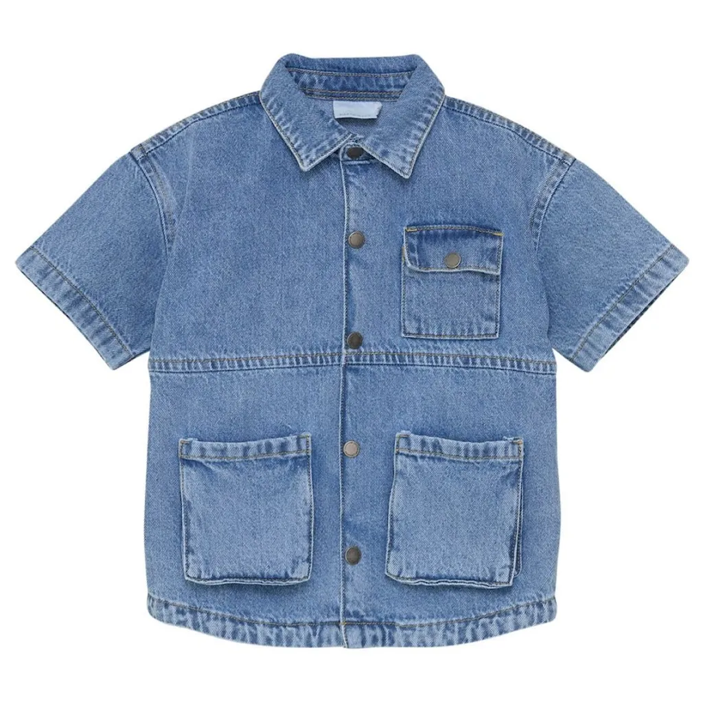 Sale Kortärmad Jeansskjorta Light Denim Blue Barn Tröjor & Toppar