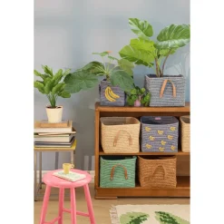 Outlet Liten Raffiakorg Med Handtag Blue Förvaring