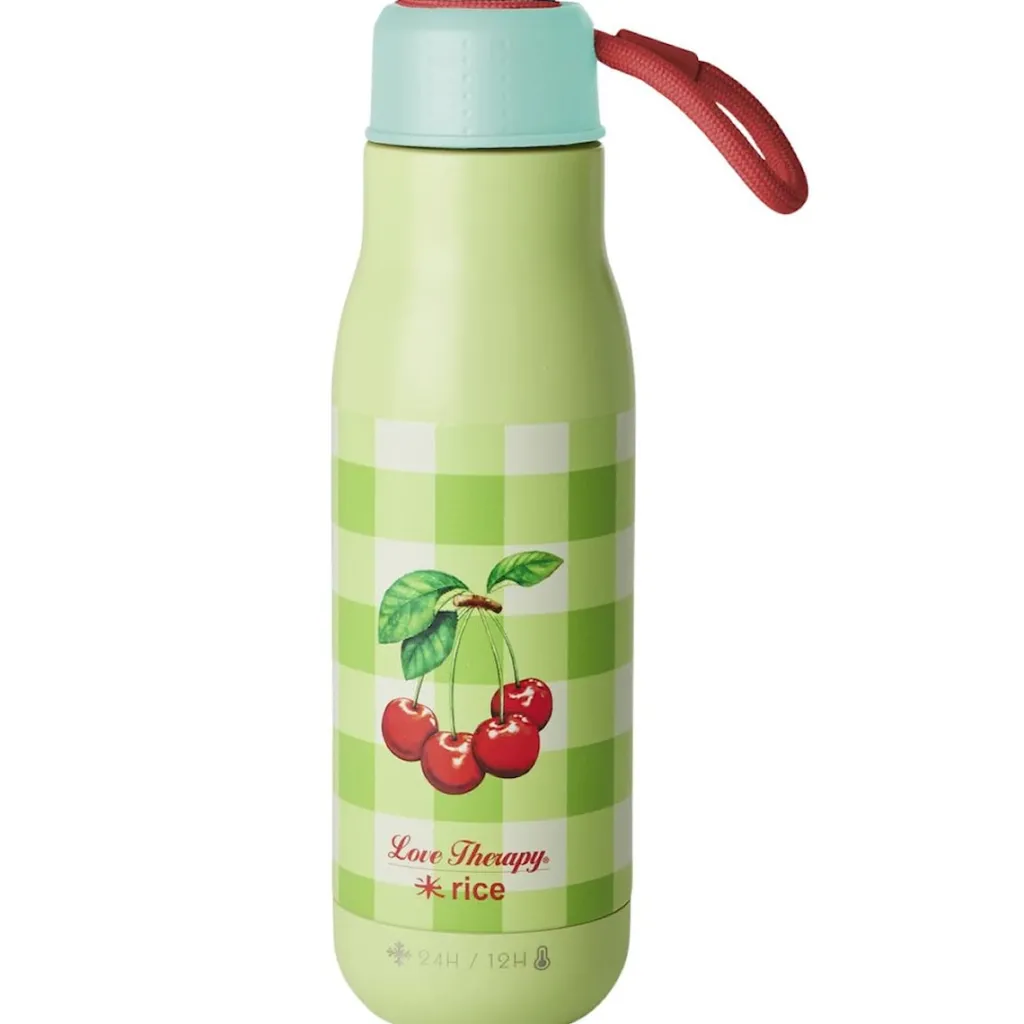 Outlet Love Therapy Cherry Mönstrad Flaska I Rostfritt Stål Grön Äta & Dricka