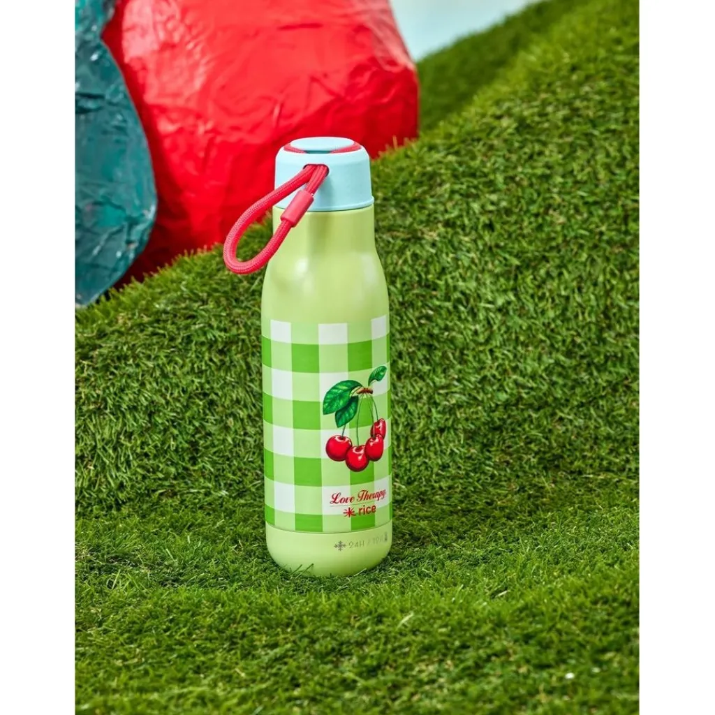 Outlet Love Therapy Cherry Mönstrad Flaska I Rostfritt Stål Grön Äta & Dricka