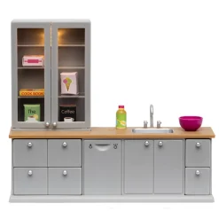 Clearance Diskbänk + Diskmaskin För Dockhus Grey Dockor & Dockhus
