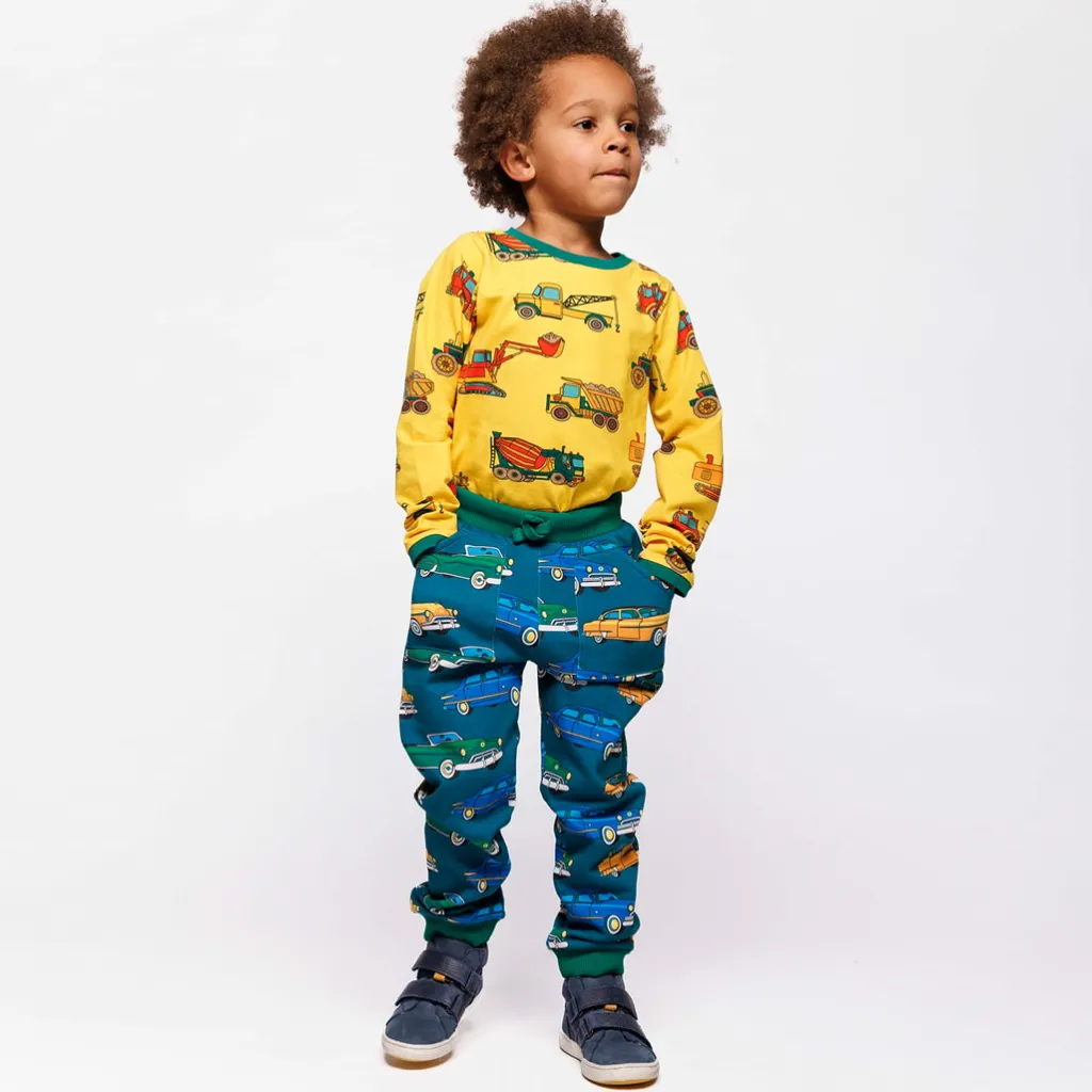 Online Macoun Mjukisbyxor Med Bilar Beige Petroleum Green Barn Byxor & Shorts