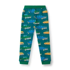 Online Macoun Mjukisbyxor Med Bilar Beige Petroleum Green Barn Byxor & Shorts