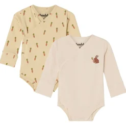 New Max GOTS 2-pack Mönstrade Omlottbodys Carrots/Bunny Barn Bodys & Bodysuits