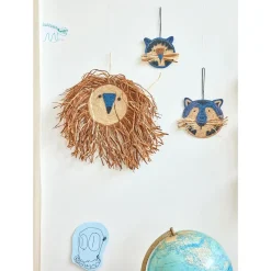 Discount Medium Raffia Väggdekoration Med Djur Blue Barn Barnrumsaccessoarer