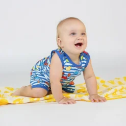 Outlet Mönstrad Romper Med Krabbor Brilliant Blue Barn Bodys & Bodysuits