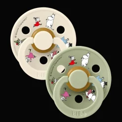 Clearance Moomins Friends 2-pack Runda Latexnappar Ivory Sage Nappar & Napphållare