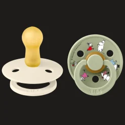 Clearance Moomins Friends 2-pack Runda Latexnappar Ivory Sage Nappar & Napphållare
