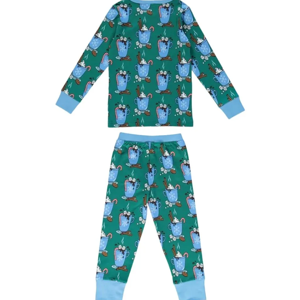Discount Nightwear set with hot chocolate Petroleum Green Varm Choklad Pyjama Petroleum Green Barn Sovkläder