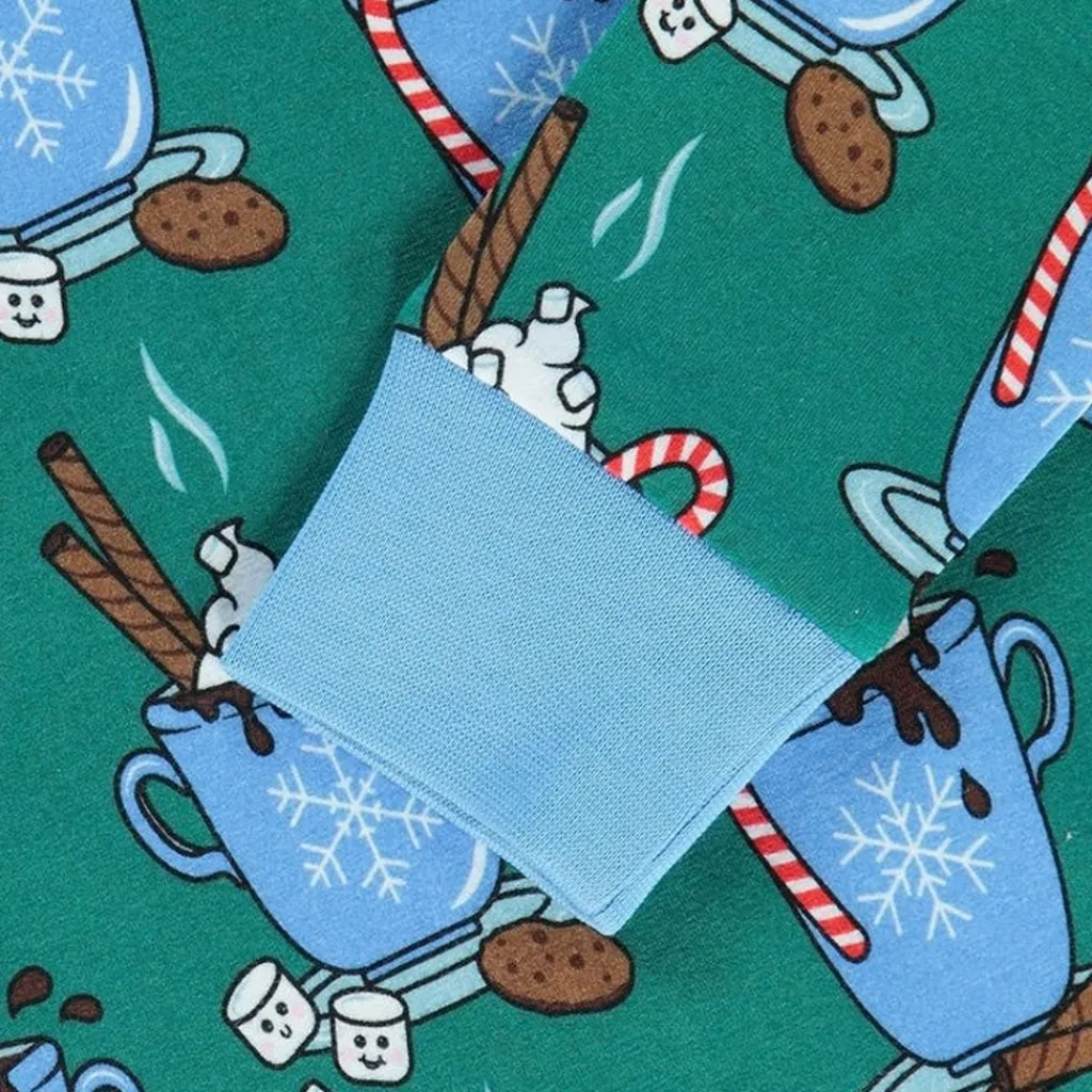 Discount Nightwear set with hot chocolate Petroleum Green Varm Choklad Pyjama Petroleum Green Barn Sovkläder