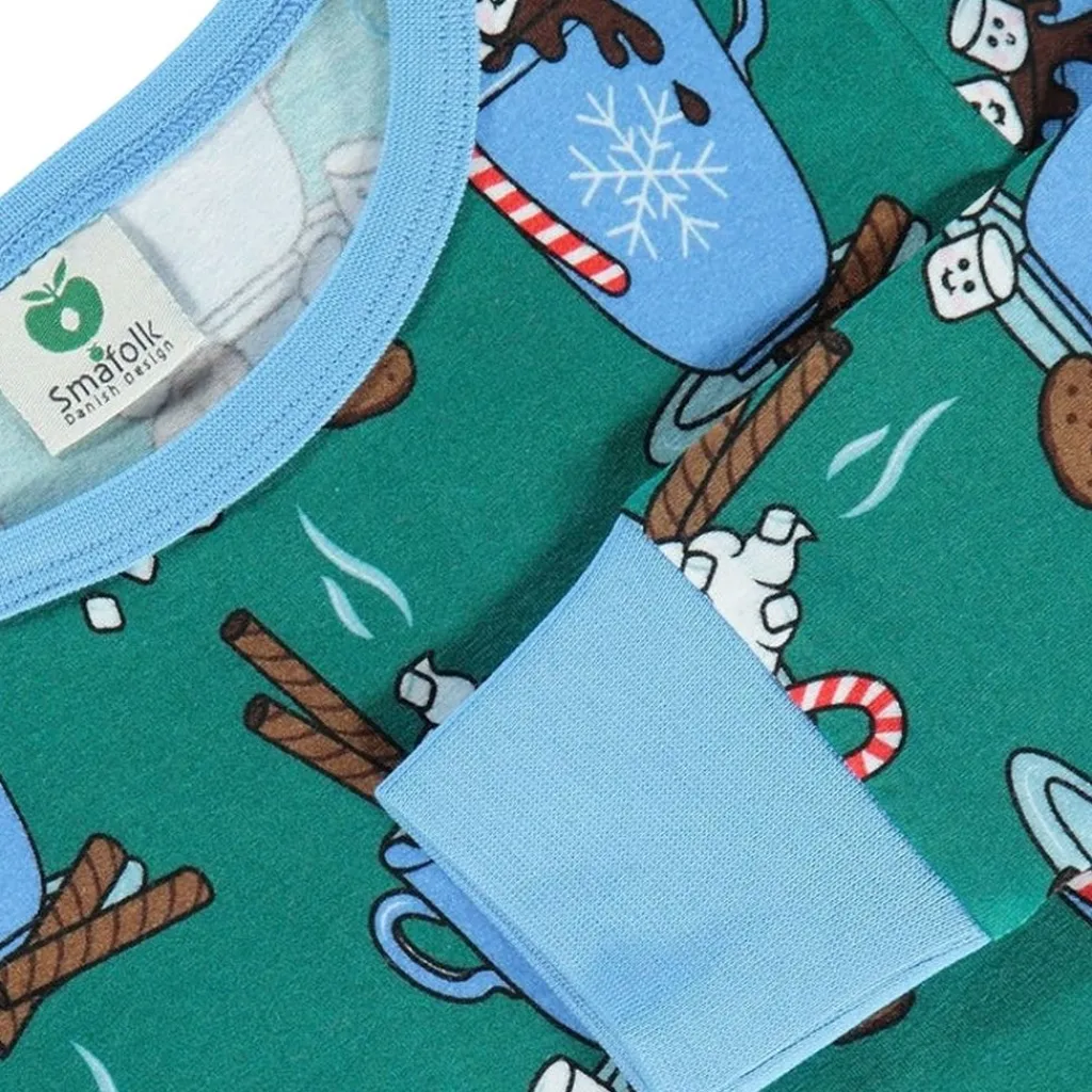 Discount Nightwear set with hot chocolate Petroleum Green Varm Choklad Pyjama Petroleum Green Barn Sovkläder