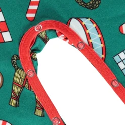 Outlet Onesie i Petroleum Green med juldekorationer Barn Bodys & Bodysuits