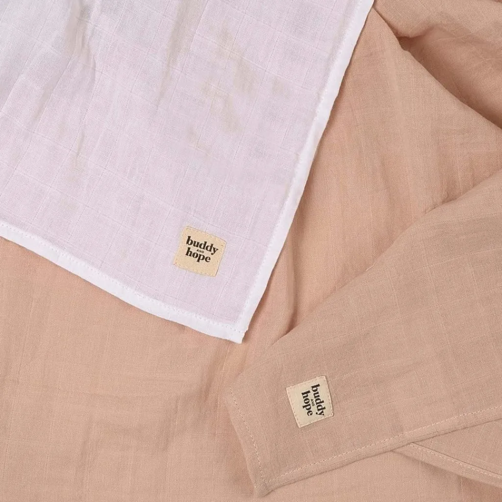Hot 2-Pack GOTS Muslinfiltar Dusty Rose Baby Sova
