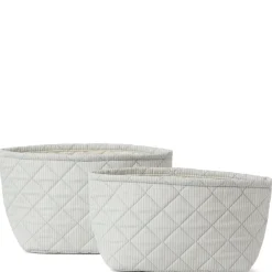 2-pack Randiga Quiltade Förvaringskorgar Blå Förvaring